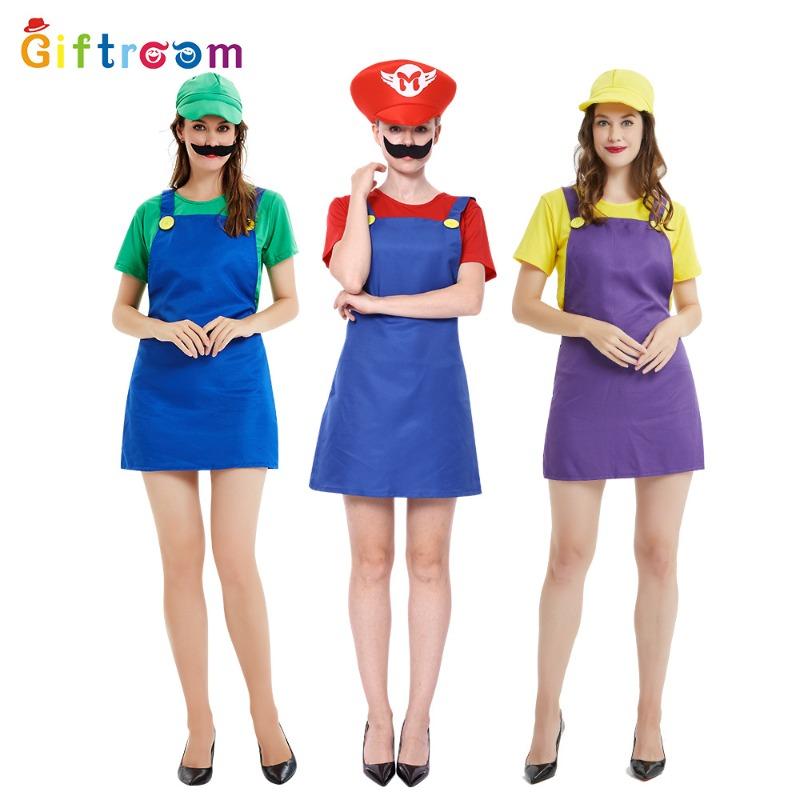 Halloween Party Adult Costume Mario Cosplay Cartoon Game Uniform Louis Suit