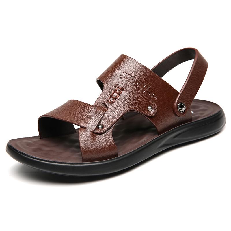 Plus Size 38-48 Men'S Sandals Multifunctional Slides Split Leather Summer Footwear For Man Slippers