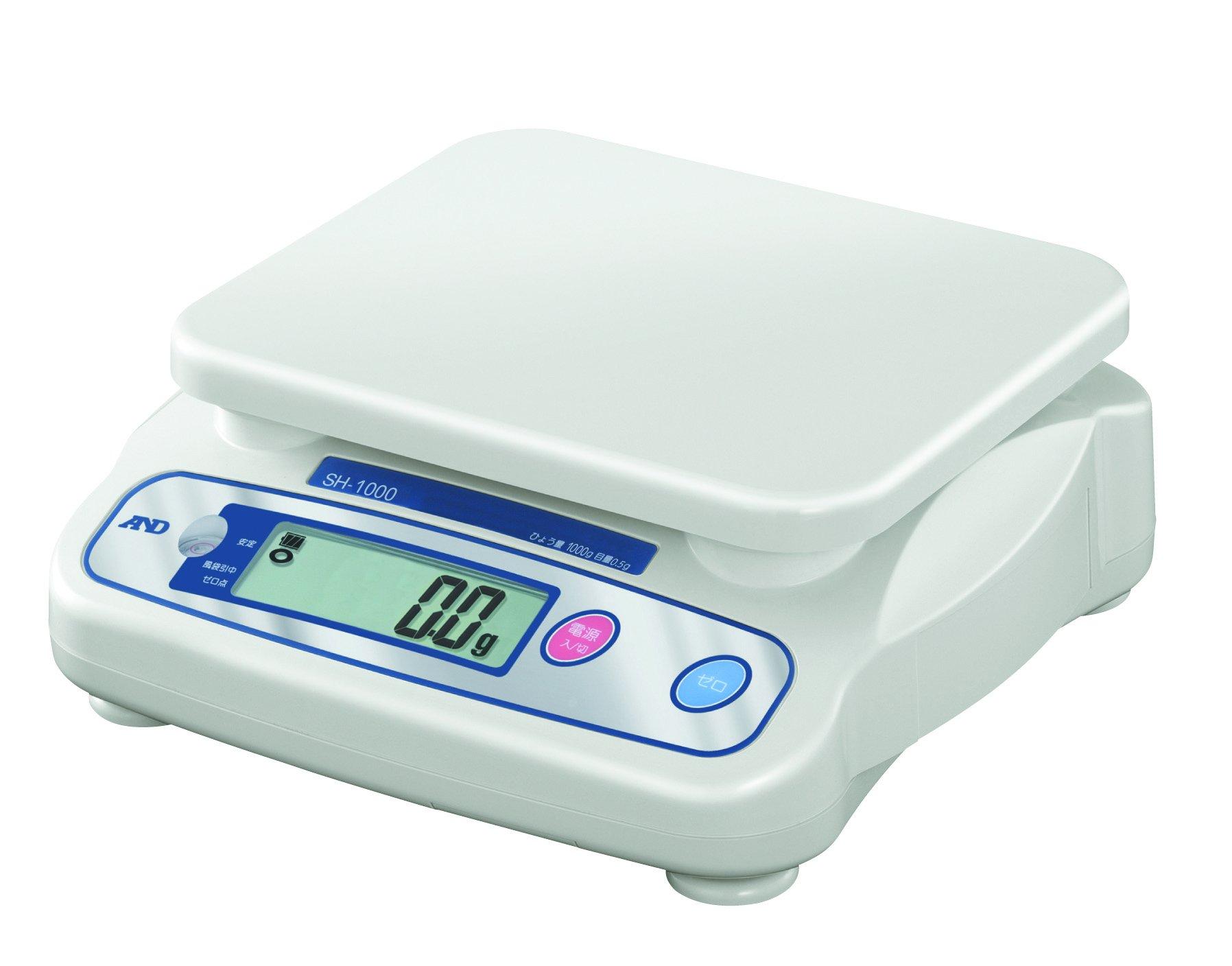 

Цифрові ваги 1000г Мінімальна платформа Загальне калібрування A&D SH-1000N Відображення ваги 0.5г розміри 230(W)190(D)мм включено