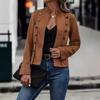 Retro Suede Double-Breasted Jacket with Decorative Buttons