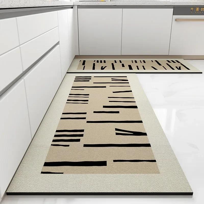 Kitchen Floor Mat Absorbent Non-slip Carpet Quick-drying Diatom Mud Oil Absorption Long Foot Mats Gray Rug Home Decoration Rugs