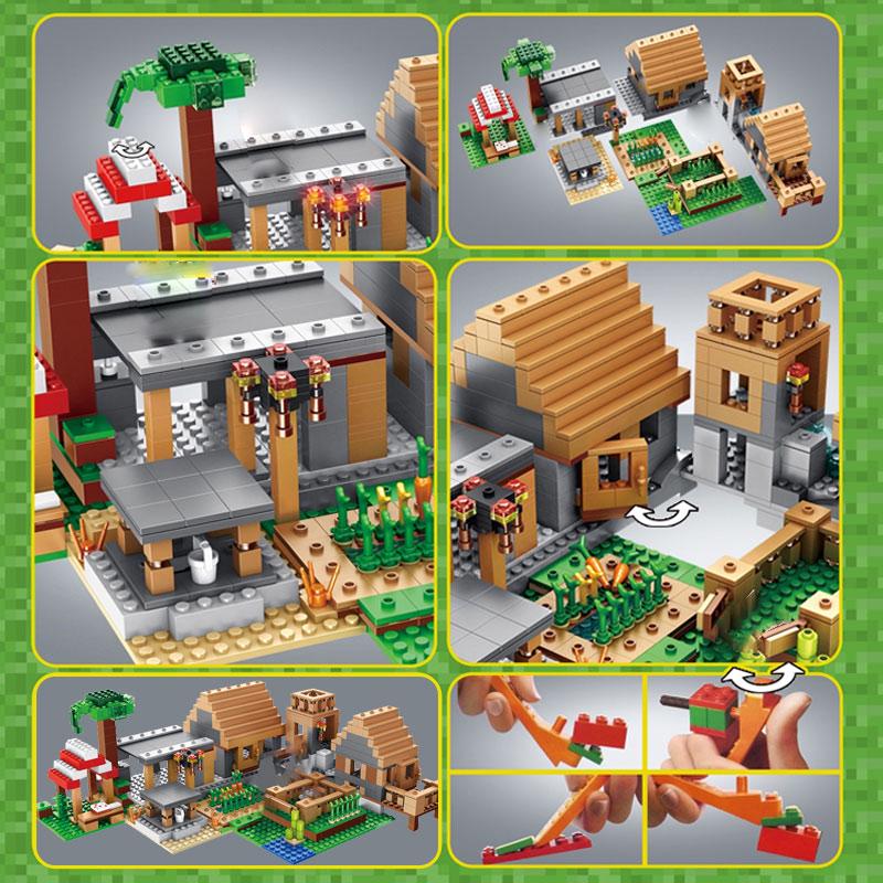 My World The Farm Cottage Village House Building Blocks with Figures Compatible 21128 DIY Bricks Toys