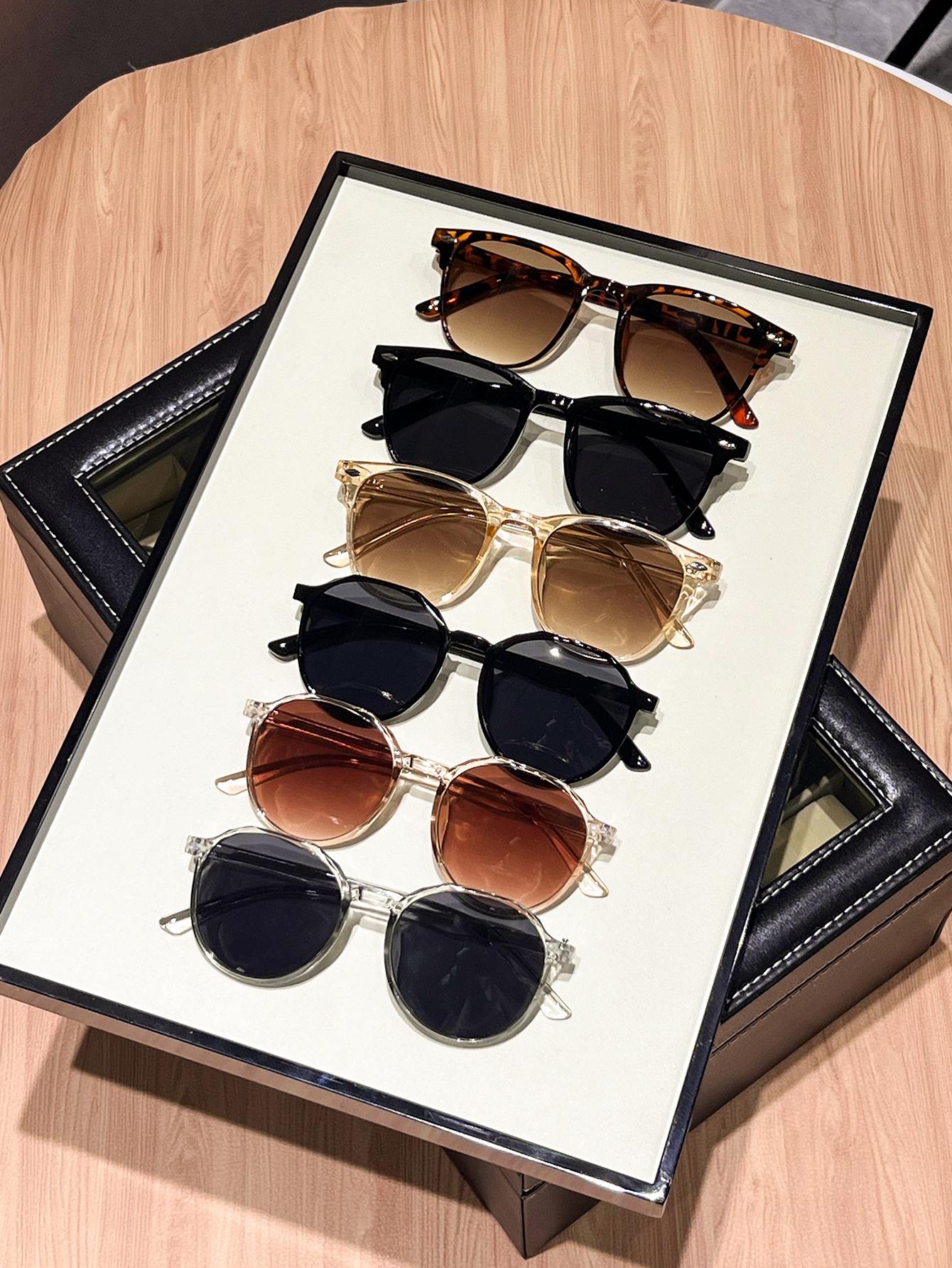 6Pcs Retro Fashion Rectangular Frame Sunglasses Set, Classic Style Design, Suitable for Fashionable Outfits, Parties and Gatheri