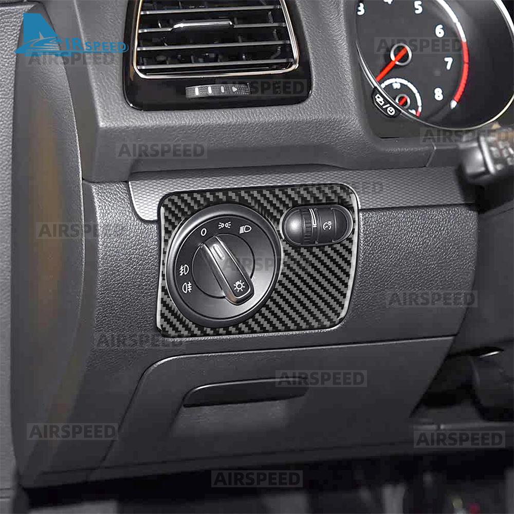 Real Soft Carbon Fiber for Volkswagen VW Golf 6 2008 2009 2010 2011 2012 2013 R MK6 Scirocco 2009-2016 Headlight Switch Interior