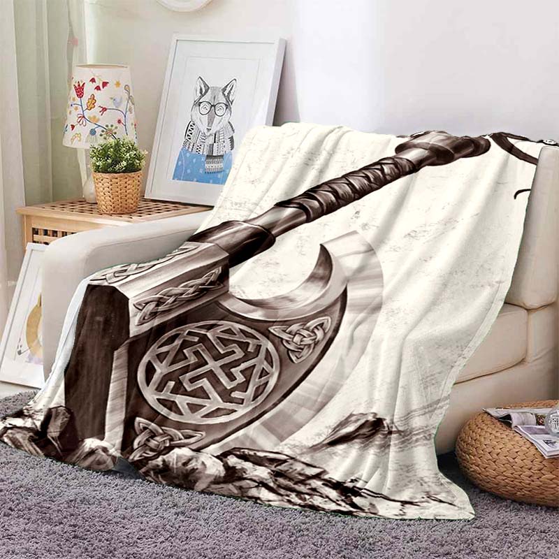 new model Viking Norse Rune Symbol Print Flannel Blanket Cozy Warm Throw Sofa Bedroom Present Indoor Home Seasonal Bedding Decor