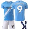 Manchester City Haaland Nein. 9 Jugend-Fußballtrikot Saison 25/26 Atmungsaktives Polyester Sport-T-Shirt Blau