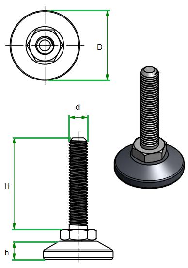 Furniture Foot M10Ø30/50 Swivel Base 20 PCS