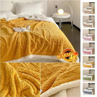 Lamb Velvet Blanket Sofa Blankets and Throws Fleece Plaid Blankets Winter Warm Throw Sofa Cover Thick Wool Blankets Duvet Cover