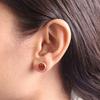 Solid 925 Sterling Silver Carnelian Gemstone Round Shape Stud Earring Tiny Stud Women Gift Jewelry