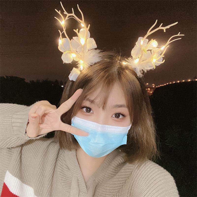 Luminous Hair Accessorie Cute Hairpin Kawaii Headwear Latest Year Headband Accessorie Christmas Decoration For Kids