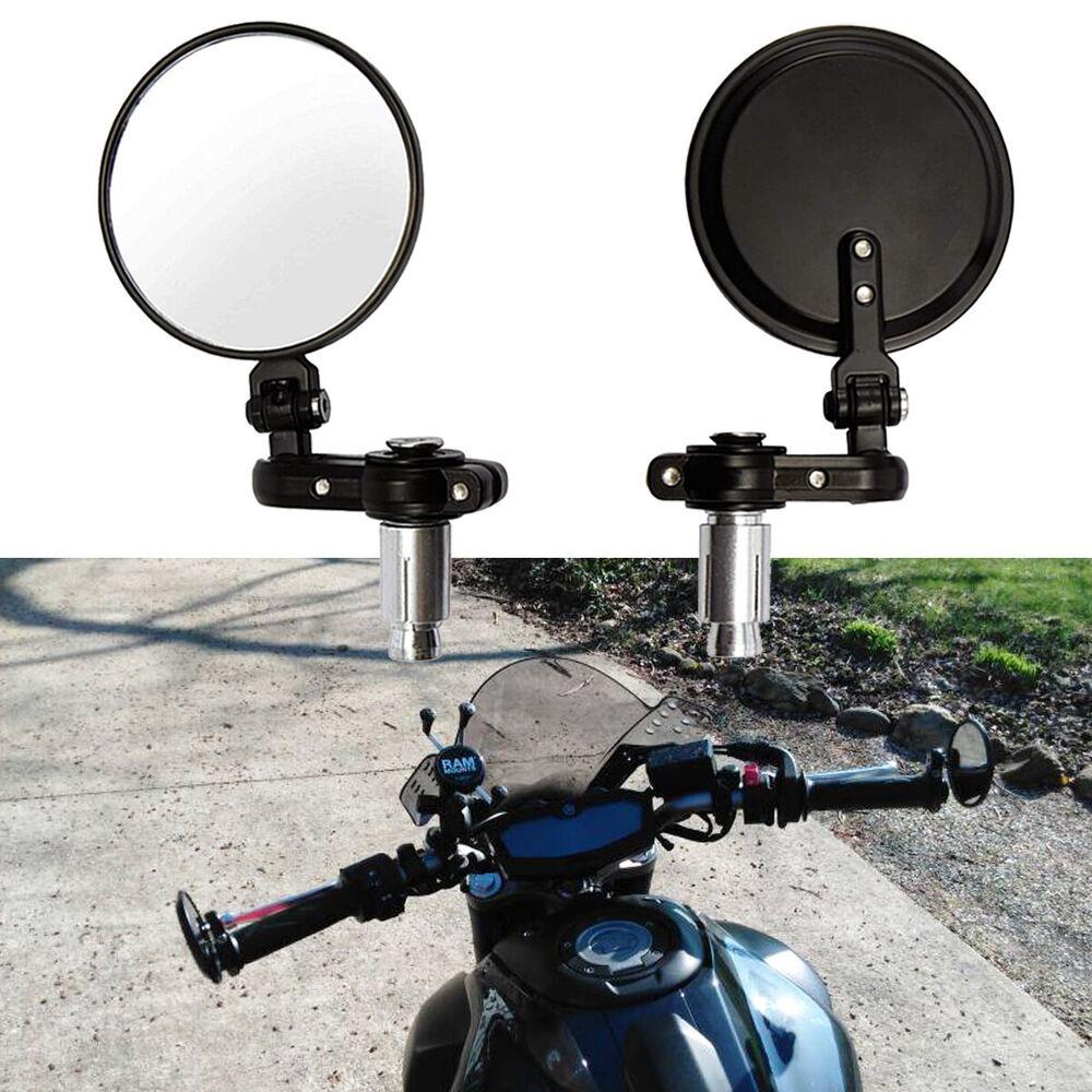 2PCS Motorcycle Mirror Handlebar 7/8" 22mm Universal Aluminum Rear View Handle Bar End Side Mirror With Led Light For Cafe Racer