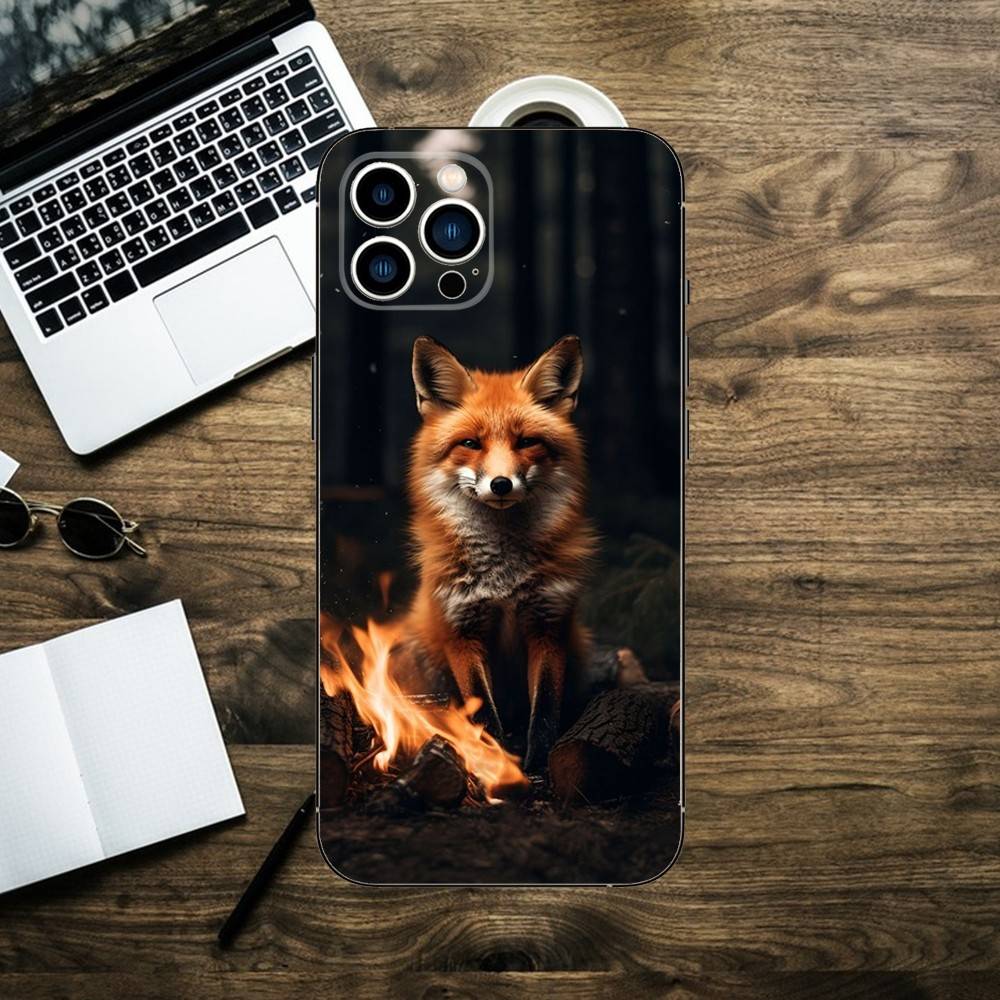 Cute Animal Fox Phone Case For iPhone 16,15,14,13,12,11,XS,XR,X,8,7,Pro,Max,Plus,mini Silicone Black Cover
