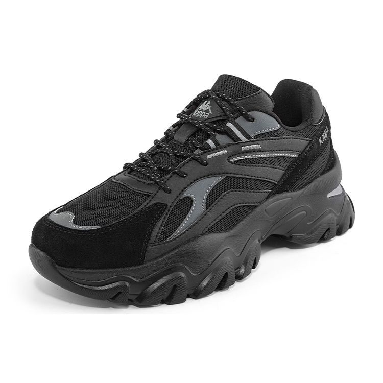 Kappa Fabric Synthetic Leather Functional Retro Casual Shock Absorption Non-Slip Wear-Resistant Low-Top Dad Shoes Unisex Sneaker Black K0CY5MC16D-990