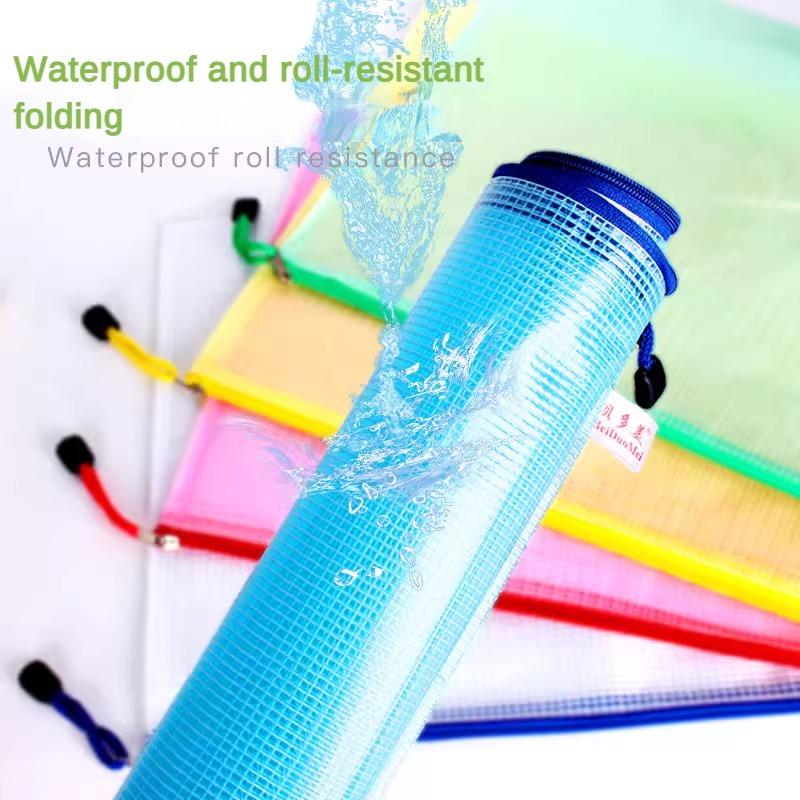 10 pezzi A4 File Bag Trasparente Mesh A5 Data Zipper Storage Bag B5 Student Test Paper Drawing Bag Office Waterproof Document Bag