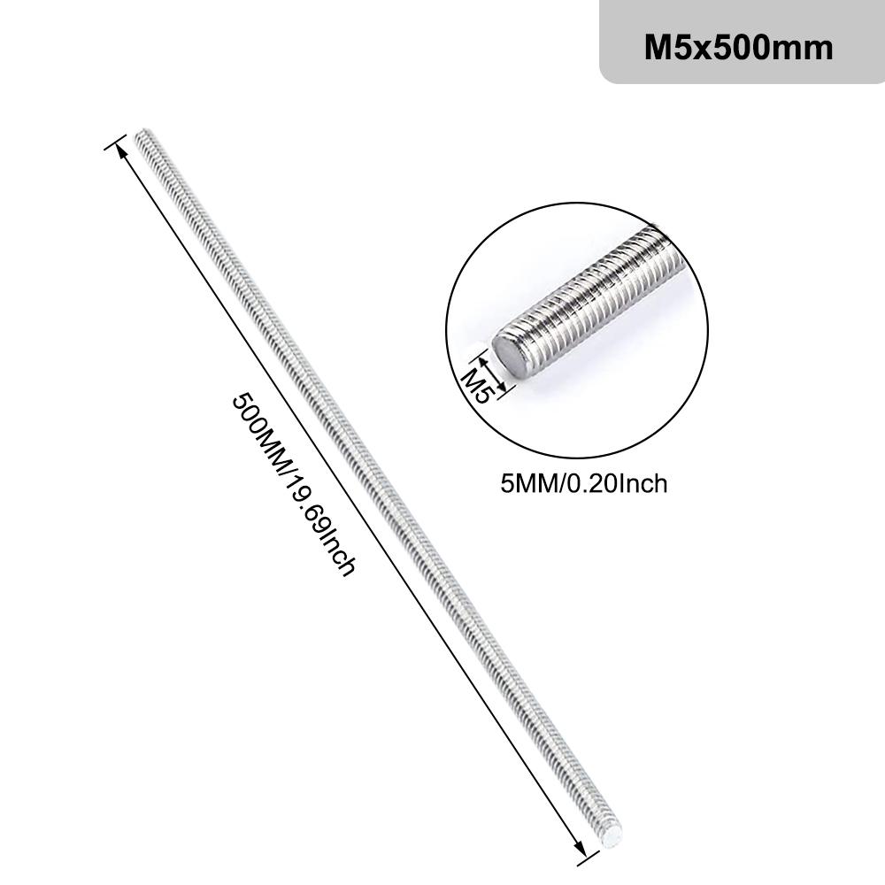 1PCS Threaded Rod 304 Stainless Steel Screw M2 M2.5 M3 M4 M5 M6 M8 M10 M12 M16 M18 M20