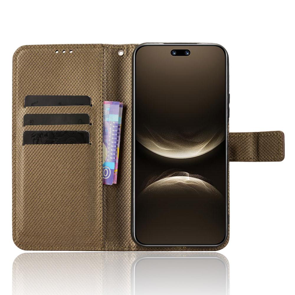 For Huawei nova 14 Pro 5G Leather Wallet Case with Strap Diamond Texture Phone Cover