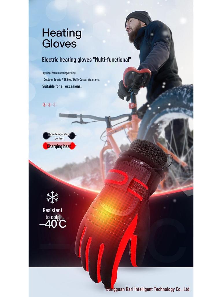 Electric Heated Rechargeable Gloves - Anti-Cold, Thick, for Men & Women, Ideal for Outdoor and Motorcycle Use.