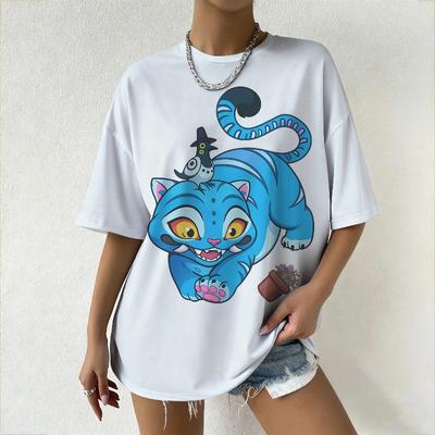Women's Summer KPop Demon Hunters T-Shirt Cute Cartoon Derpy Tiger Print Tee Fashion Streetwear Casual Daily & Trendy Outfits