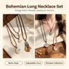 Boho Long Pendant Sweater Necklace for Women Leaf Beaded Detail Adjustable Rope Chain for Casual Vacation Wear