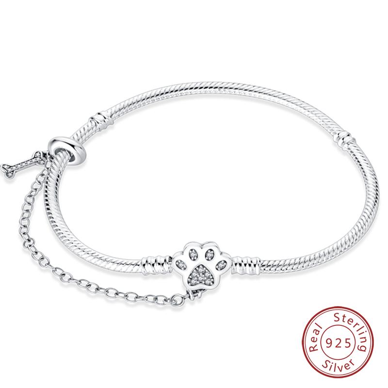 Original 925 Silver Heart Star Moon Snowflake Butterfly Bracelets 17 20CM For Women DIY Charms Jewelry Gifts