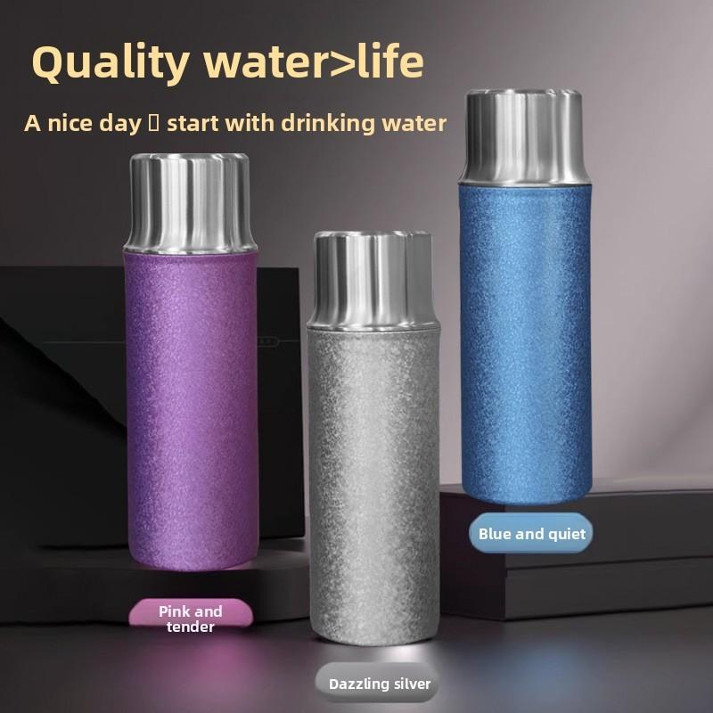 Insulated Titanium Travel Mug Tea Bottle With Magnetic Cover For Home Office Use