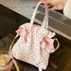 Cute Floral Print Handbag 3-in-1 Versatile Storage Shoulder Bag With Bow Decor Ruffle Edge Design Women Pink Crossbody Phe Bag