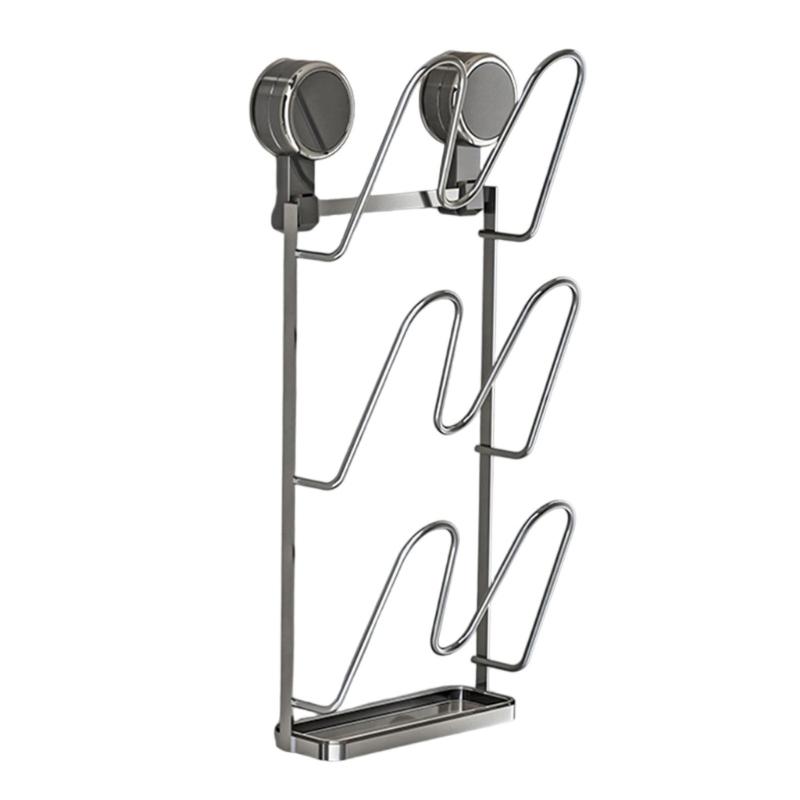 Easy Installation Suction Cup Cookware Lid Rack Wall Mounted Kitchen Storage Rack For Pots Pans Cutting Boards