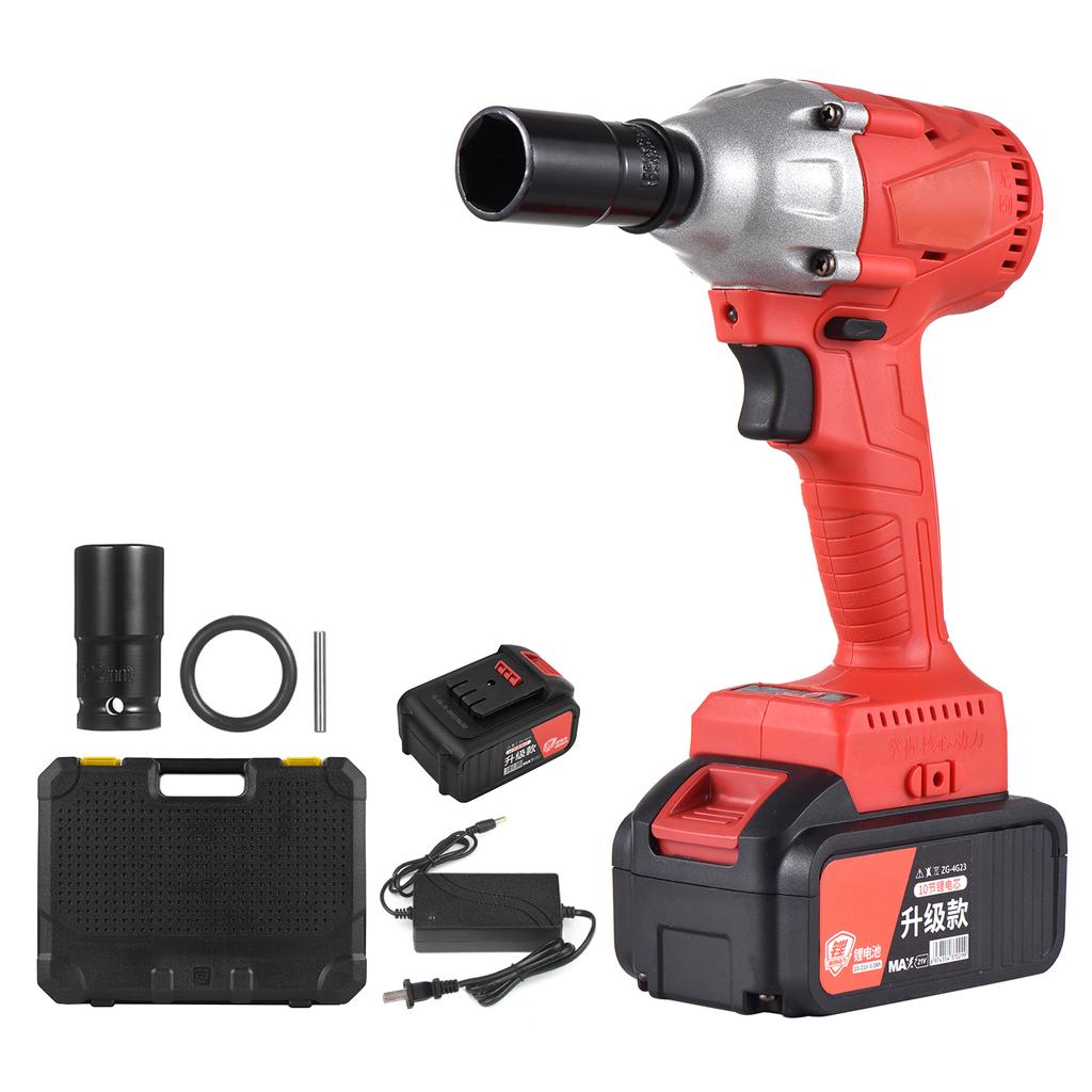 21V Cordless Brushless Impact Wrench with 1/2in Chuck 320N.m Torque 1980W Handheld Power Wrench Kit