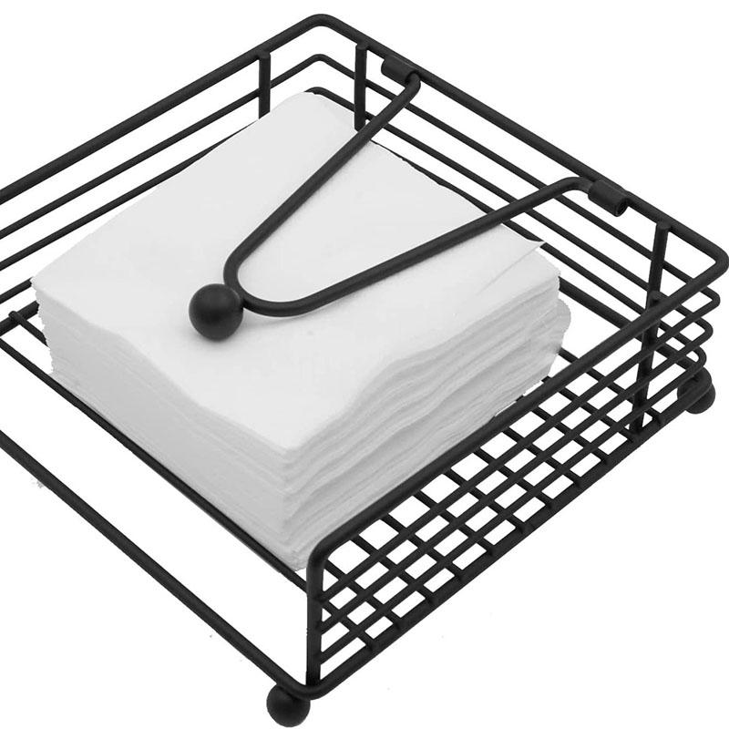 Metal Napkin Holder Square Flat Tissue Organizer Desktop Paper Dispenser Napkin Rack for Restaurants Cocktail Cookouts Bar Decor