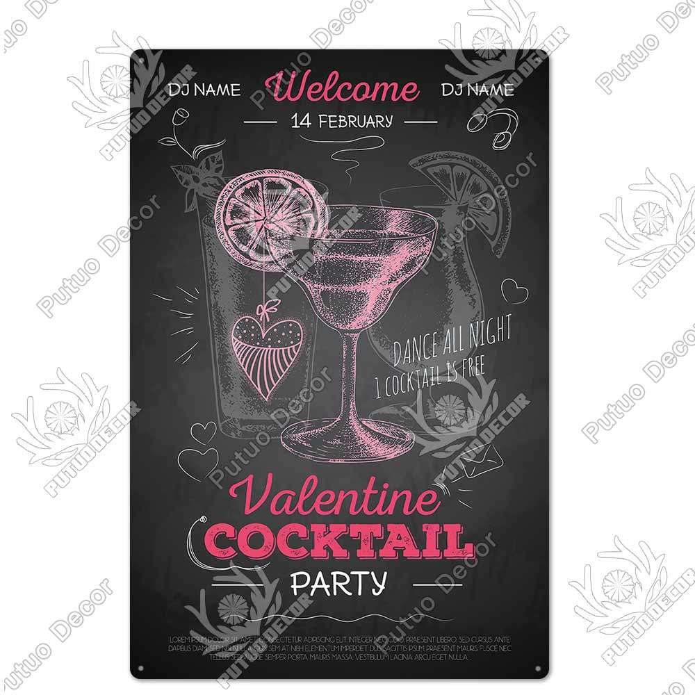 Putuo Decor Cocktail Vintage Metal Sign Tin Sign Decorative Plaque Wall Decor Bar Pub Man Cave Living Room Decoration
