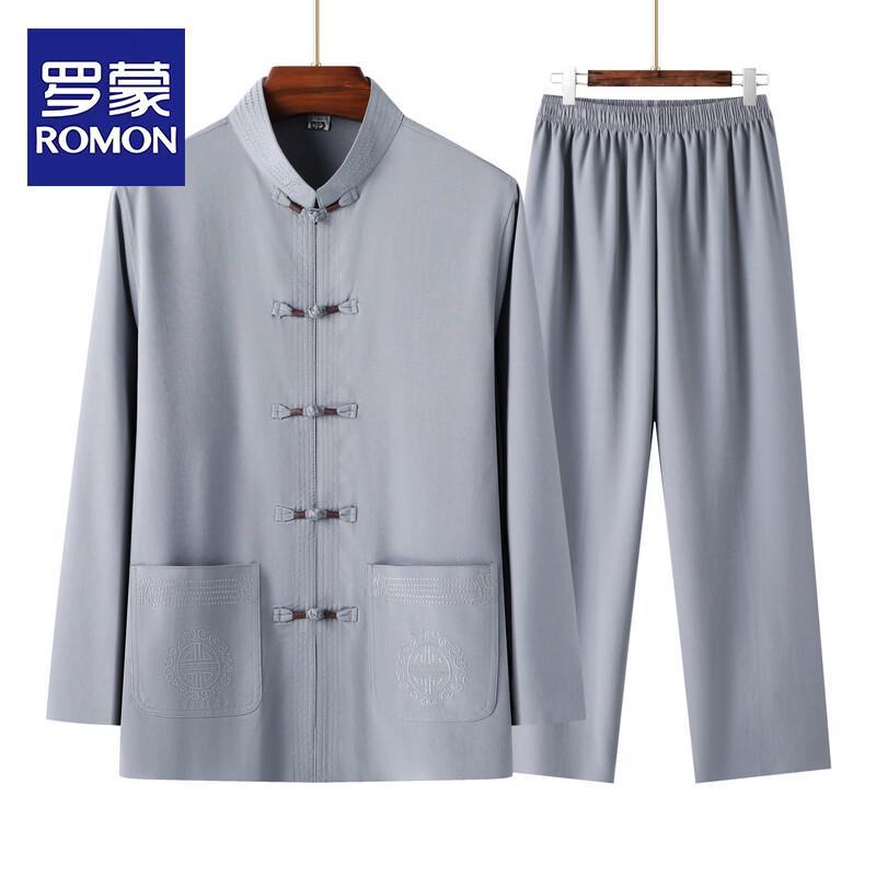 ROMON Men s Traditional Chinese Tang Suit Set 4XL