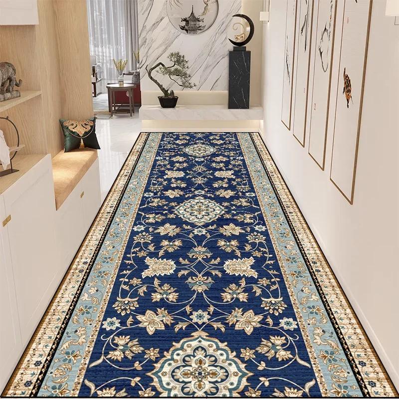 Long Vintage Corridor Runners Carpet Non-slip Stair Carpet Washable Aisle Rug Decoration Home Carpets Passageway Floor Mats