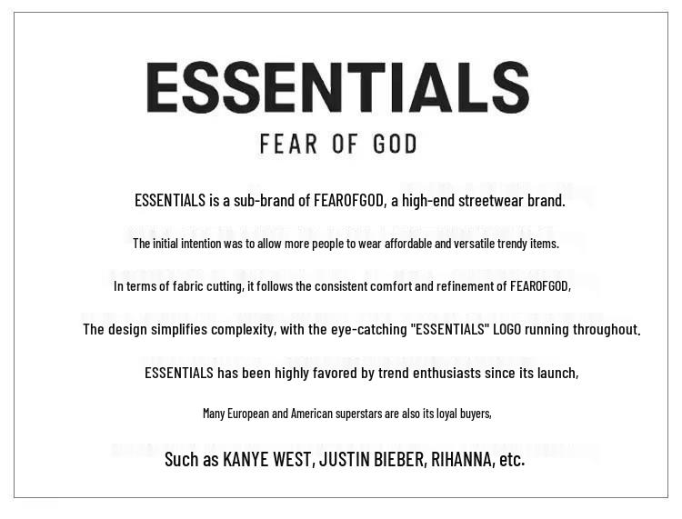 FOG Fear of God ESSENTIALS Męska bluza z kapturem w amerykańskim stylu z pluszem