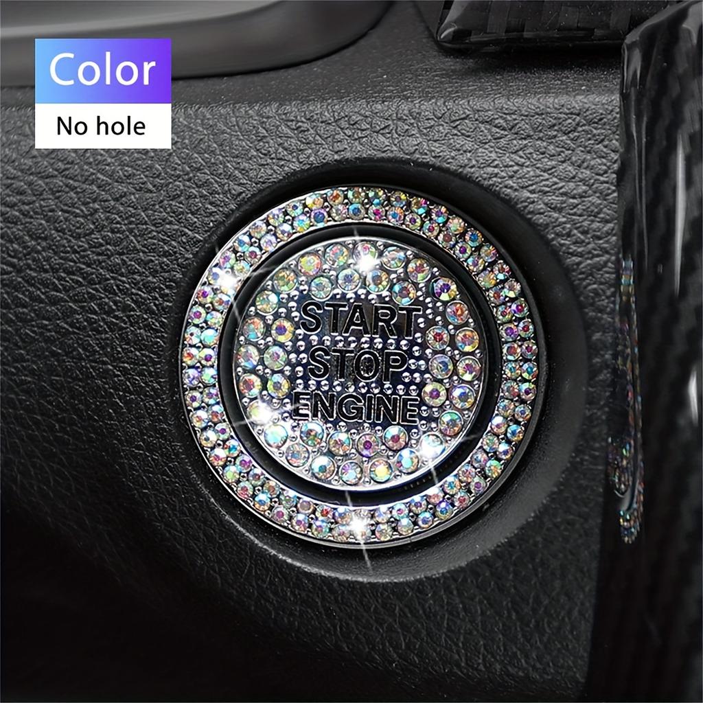 Set of 2 Car Start Button Stickers, Featuring a Rhinestone Ring Design for Decorative Purposes And, Ideal for Automotive Additions