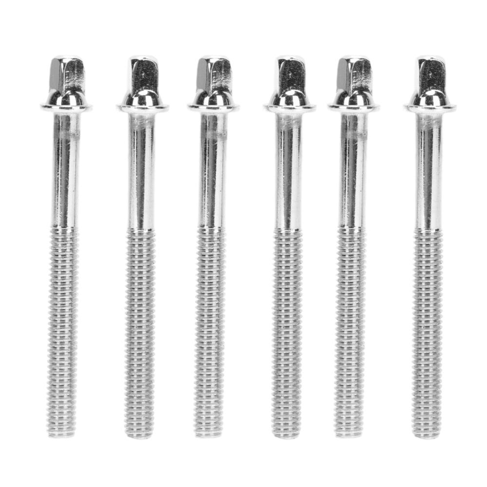6PCS Metal Material Drum Tension Rods Silver Percussion Replacement Screws For Jazz Drum Kit