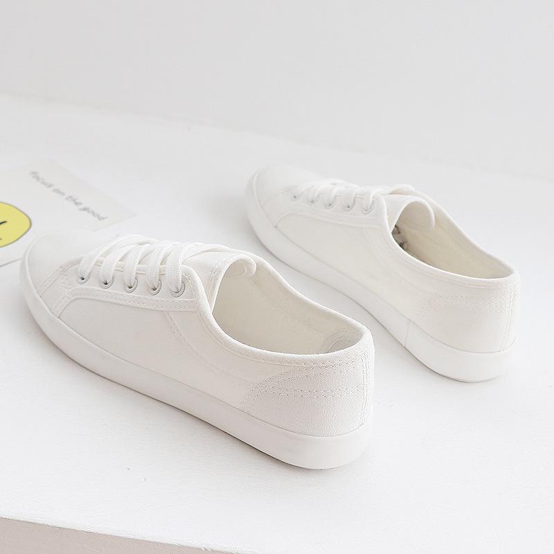Yuanbu C030 Low-Top Breathable White Canvas Sneakers - Unisex Casual Lace-Up Shoes