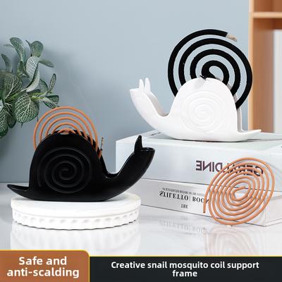 Cute Snail Shape Mosquito Coil Incense Holder Shelf Retro Unique Wrought Iron Metal Stand Ornament for Home Bedroom Decoration