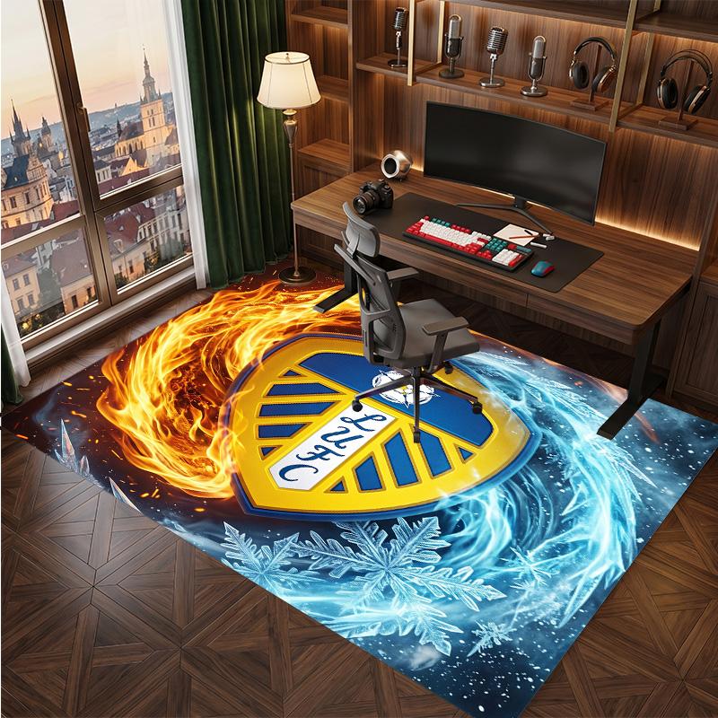 Tappeto in Velluto di Cristallo con Stampa del Leeds United Football, Comodo Assorbente d'Acqua Antiscivolo Tappeto per Pavimenti Interni