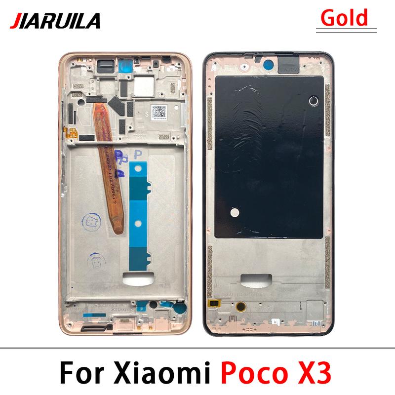 Metall-Mittelrahmen für Xiaomi Poco X3 NFC Globale Version Rückseitige Akkuabdeckung Gehäuse-Mittelrahmen Blendenplatte Reparatur