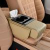 FREESOO Car Center Console Cover, Leather Armrest Cover For Car, Universal Middle Console Cushion With Storage Box, Cup Holder, Tissue Box & Phone