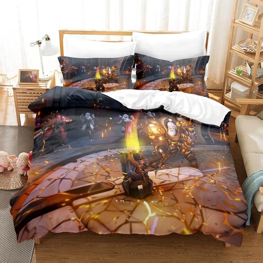 Game Overwatch 2 Invasion Bedding Collection Single Twin Full Queen King Size Bed Collection Adult Boys Bedroom Duvet Cover Collections New Anime