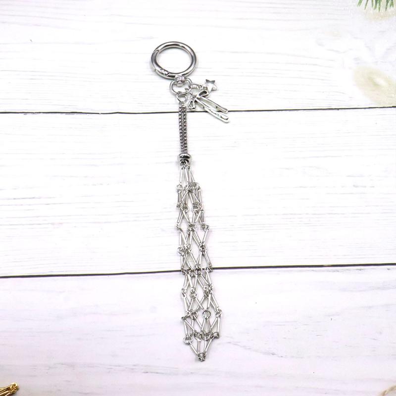 Metal Net Pocket Lipstick Bag Keyring Portable Lip Balm Keyring Holder Lipsticks Protective Cover Mirror Keyring Bag Charm Decor