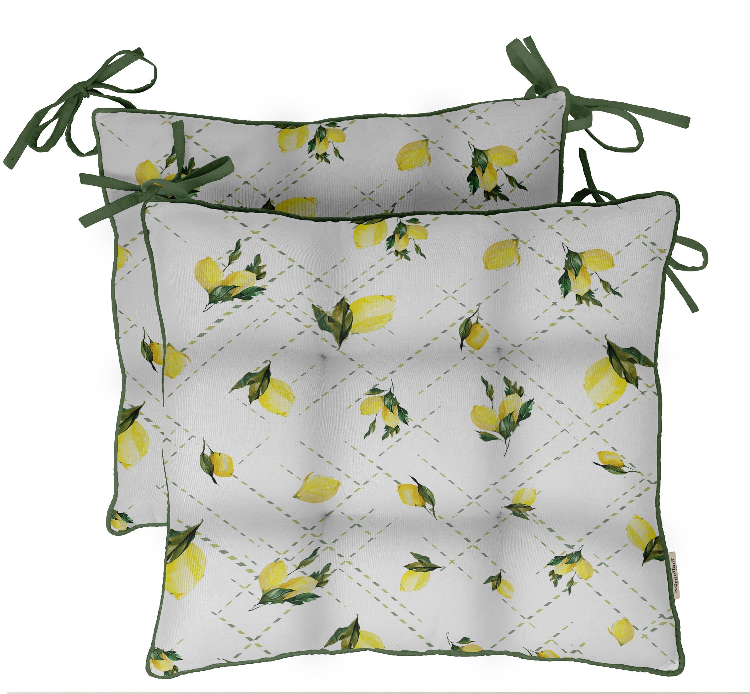 

Vargottam Розкішний набір із 2 зручних бавовняних саржевих подушок для стільців, подушок для сидіння та зав’язок на всю довжину для підтримки проти ковзання 16x18 Inches жовтий