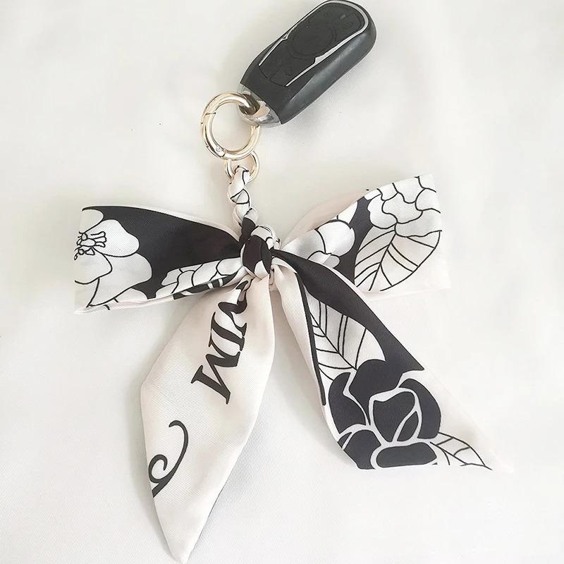 Women's Ribbon Bow Fashion Weaving Silk Scarf Keychain Pendant Keyring Charm Bag Car Keychain Keychain Accessories