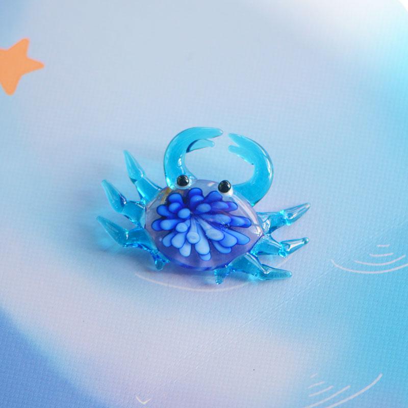 Handcrafted Glass Cartoon Animal Ornaments - Crab & Turtle Decor
