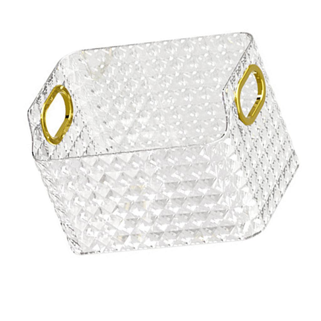 Small Organizer Bin Cabinet Storage Bin Pattern Texture Clear PET Comfortable Handles Versatile Basket for Bathroom
