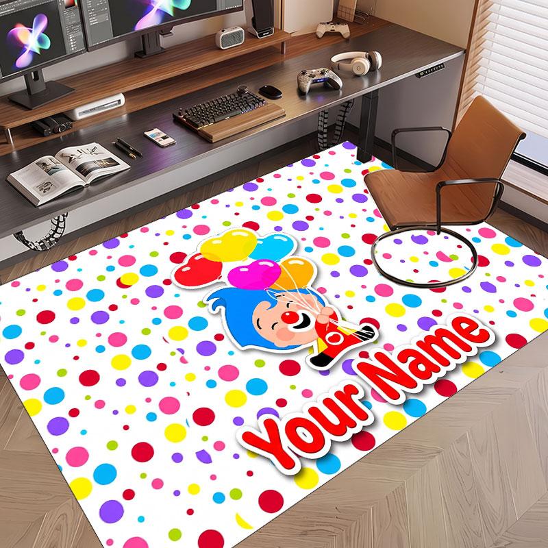 Custom Name Text Crystal Velvet Rug,El Payaso Plim Plim Soft Plush Decorative Non Slip Floor Carpet