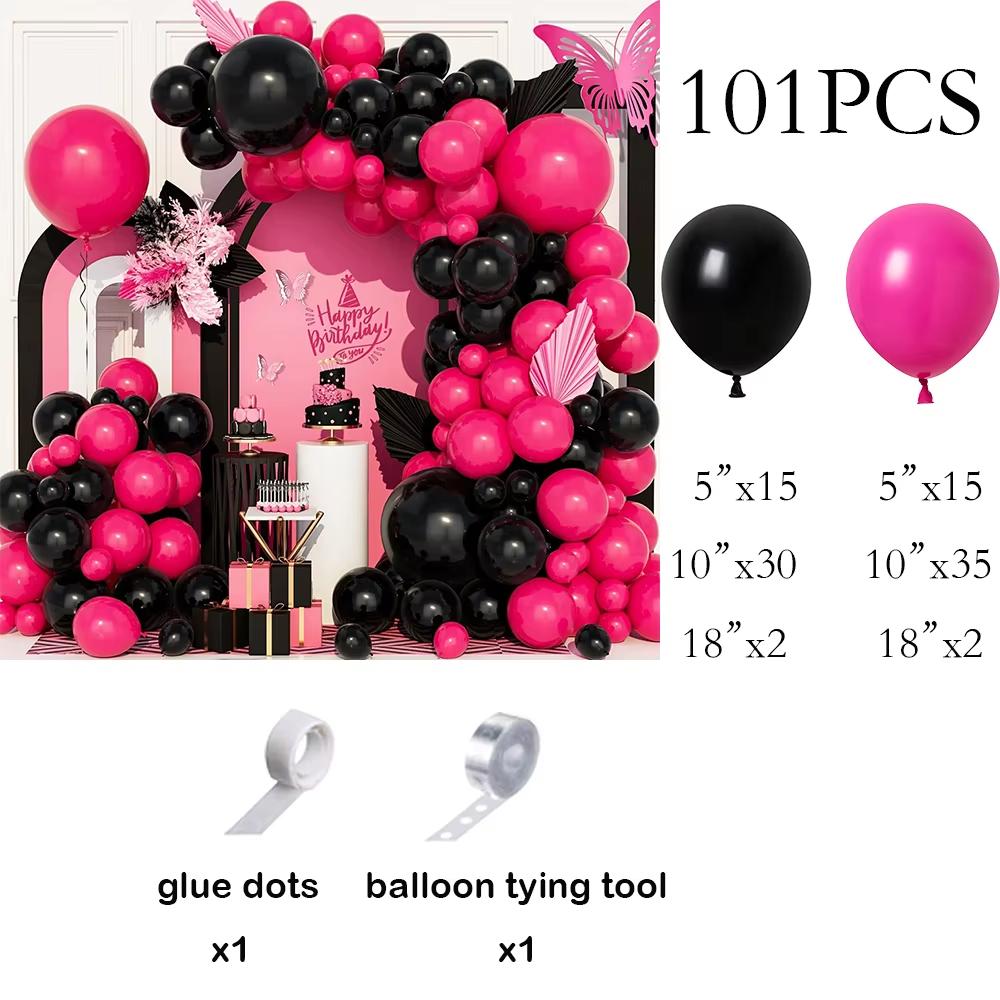 134pcs Pink Balloons Arch Kit Hot Red Rose Gold Balloon Garland Girl Princess Theme Birthday Party Baby Shower Decoration Globos