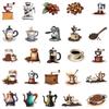 10/30/50pcs Vintage Coffee Machine Stickers Coffee Beans Graffiti Decals DIY Luggage Stationery Skateboard Retro Cartoon Sticker