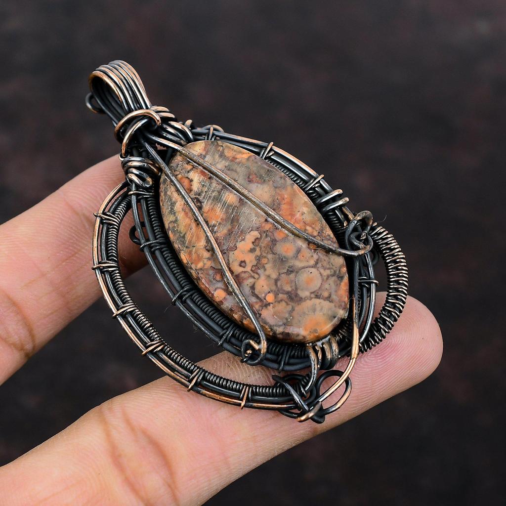 Birds Eye Jasper Gemstone Pendant Copper Wire Wrapped Pendant Amazing Pendant Copper Jewelry Handmade Pendant Wire Wrap Jewelry Gift For Her